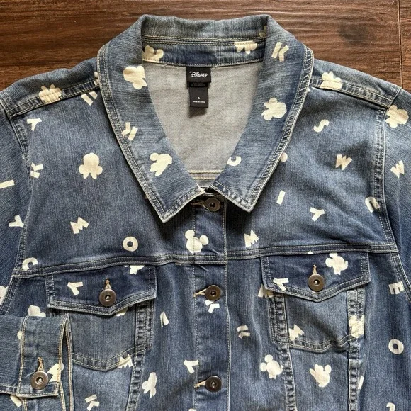 Rare Disney Parks Alphabet Monogram Jean Jacket Women's 5XL Plus Size 30/32 - Picture 2 of 7